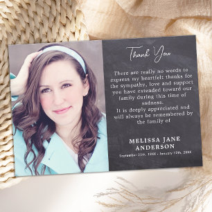Rustic Memorial Loving Memory Photo Funeral Thank You Card
