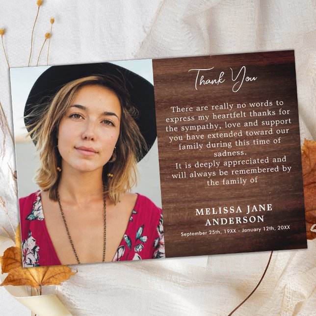 Rustic Memorial Loving Memory Sympathy Funeral Thank You Card (Creator Uploaded)