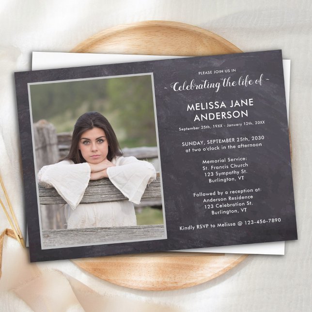 Rustic Memorial Photo Celebration Of Life Funeral Invitation (Creator Uploaded)