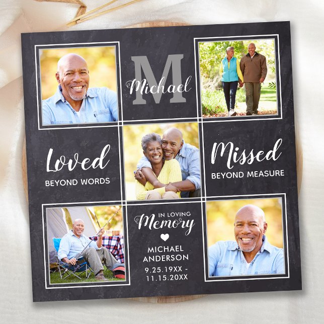 Rustic Memorial Photo Collage Keepsake Sympathy Thank You Card (Creator Uploaded)