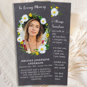 Rustic Memorial Photo Floral Funeral Prayer Card B