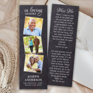 Rustic Memorial Poem 3 Photo Funeral Bookmark