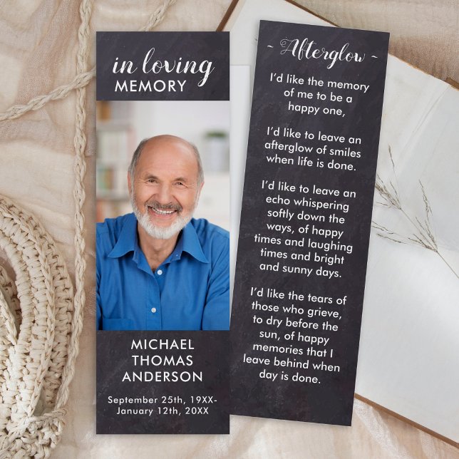 Rustic Memorial Poem Photo Funeral Prayer Bookmark (Creator Uploaded)
