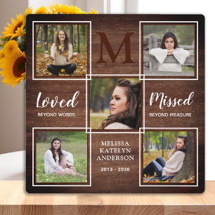 Rustic Memorial Remembrance Photo Collage Keepsake Plaque