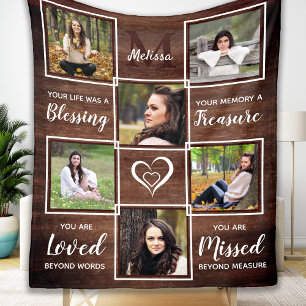 Rustic Memorial Remembrance Photo Keepsake Fleece Blanket
