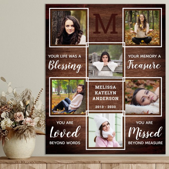 Rustic Memorial Remembrance Photo Keepsake Funeral Poster (Creator Uploaded)