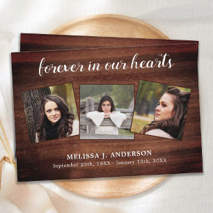 Rustic Memorial Sympathy Funeral Photo Collage Thank You Card