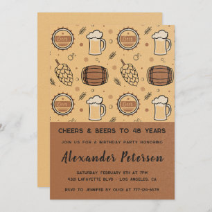 Rustic Men Beer 48th birthday invitations