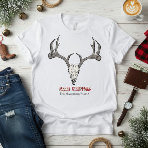 Rustic Men's Deer Head Reindeer Skull Antlers T-Shirt