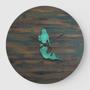 Rustic Mermaid (Teal) Large Clock