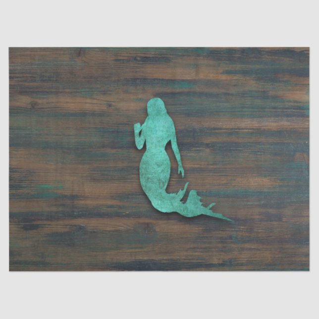 Rustic Mermaid (Teal) Tissue Paper (Front)