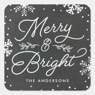 Rustic Merry and Bright   Holiday Square Sticker