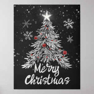 Rustic Merry Christmas Chalkboard Poster