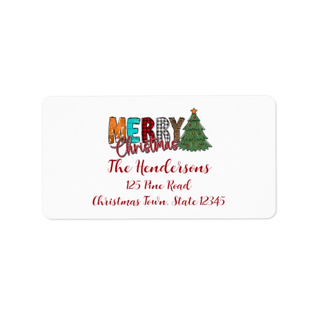 Rustic Merry Christmas, Christmas Tree  Label (Front)