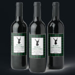 Rustic Merry Christmas Deer Green Plaid Wine Label<br><div class="desc">Rustic Green Buffalo Plaid Reindeer Merry Christmas Wine Label</div>