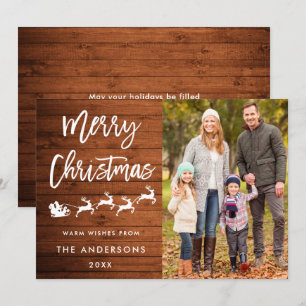 Rustic Merry Christmas Family Photo Card