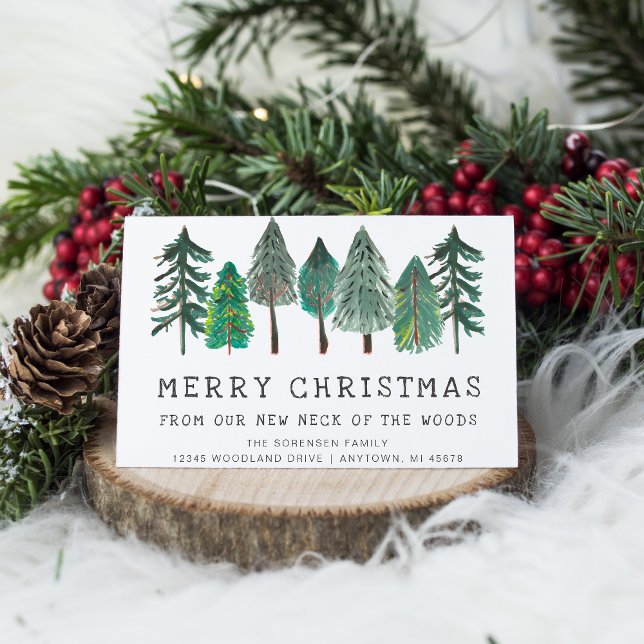 Rustic Merry Christmas Family Photo Moving Announcement (Creator Uploaded)