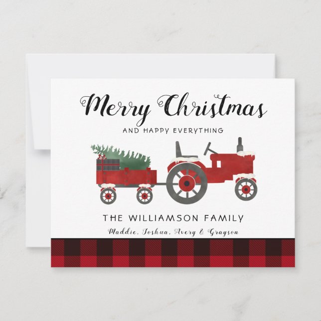 Rustic Merry Christmas Farmhouse Family Name  Card (Front)