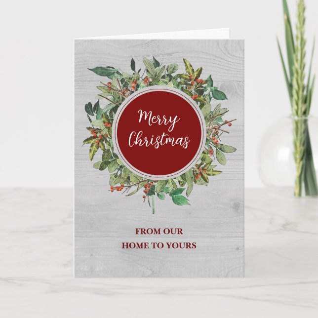 Rustic Merry Christmas Holiday Card (Front)