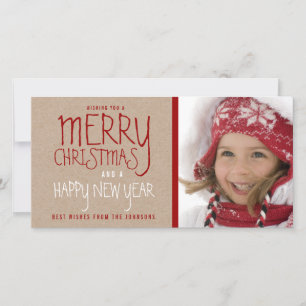 RUSTIC MERRY CHRISTMAS   HOLIDAY PHOTO CARD
