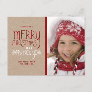 RUSTIC MERRY CHRISTMAS HOLIDAY PHOTO POSTCARD