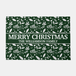 Rustic Merry Christmas Holly Berries Star Festive Doormat