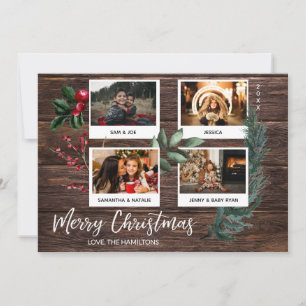 Rustic Merry Christmas - Instant 4 Multi Photo Invitation
