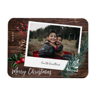 Rustic Merry Christmas- Instant Photo Magnet