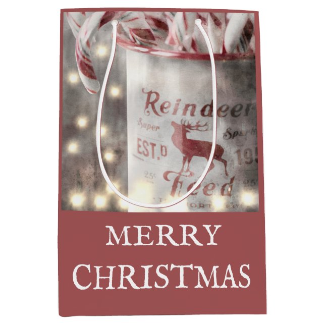 Rustic Merry Christmas Medium Gift Bag (Front)