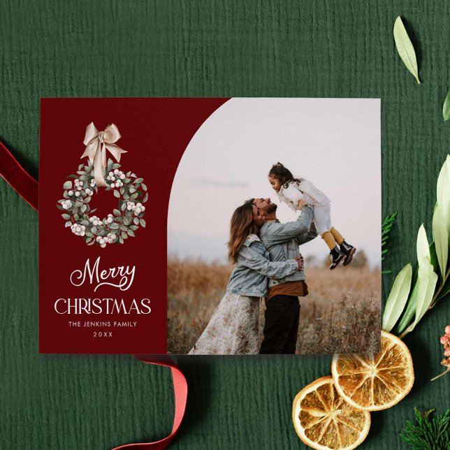 Rustic Merry Christmas Photo Card (Simple Christmas Photo Greeting Card)