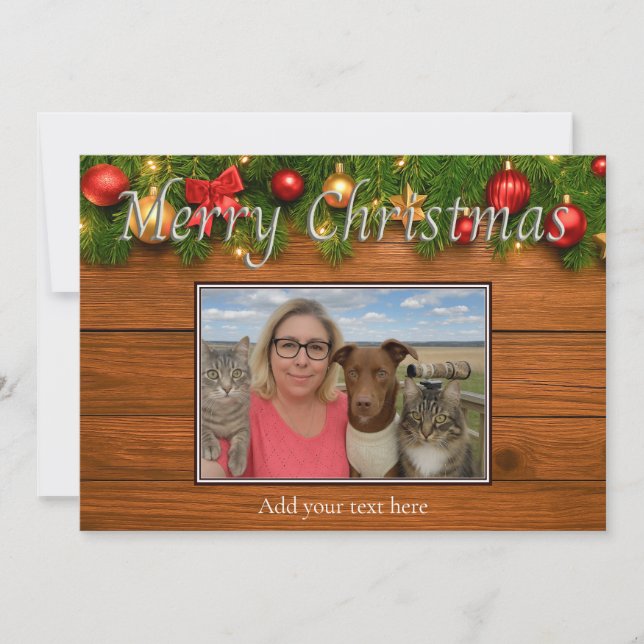 Rustic Merry Christmas Photo Card – Customizable (Front)