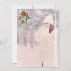 Rustic Merry Christmas Pink Truck One Photo Holiday Card