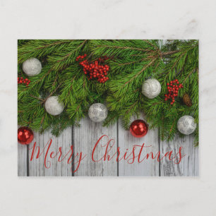 Rustic Merry Christmas Postcard Holiday