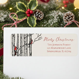 Rustic Merry Christmas Red Cardinal Return Address