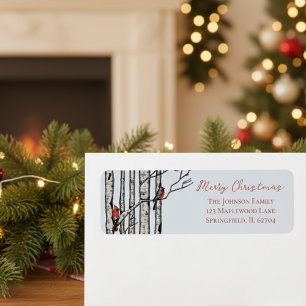 Rustic Merry Christmas Red Cardinal Return Address