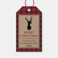 Rustic Merry Christmas Red Plaid Kraft