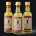 Rustic Merry Christmas Red Plaid Kraft Mini Wine Label<br><div class="desc">Rustic Kraft Red Buffalo Plaid Reindeer Merry Christmas Mini Wine Bottle Label</div>