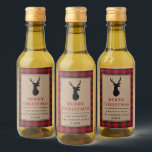 Rustic Merry Christmas Red Plaid Kraft Mini Wine Label<br><div class="desc">Rustic Kraft Red Buffalo Plaid Reindeer Merry Christmas Mini Wine Bottle Label</div>