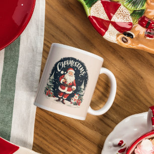 Rustic Merry Christmas & Santa Cause Coffee Mug