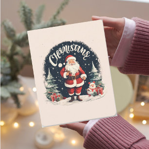 Rustic Merry Christmas & Santa Cause Holiday Card