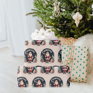 Rustic Merry Christmas & Santa Cause Wrapping Paper