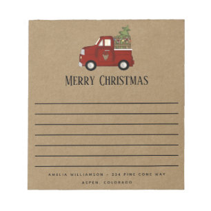 Rustic Merry Christmas Santa's Truck Country Notepad