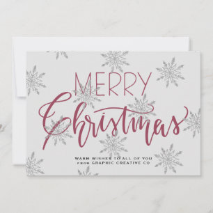 Rustic Merry Christmas script business corporate Holiday Card