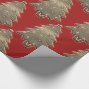 Rustic Merry Christmas Tree Red Wrapping Paper