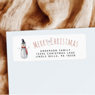 Rustic Merry Christmas Watercolor Snowman Family 