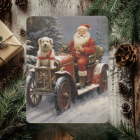Rustic Merry Christmas With Santa Clause With Dog