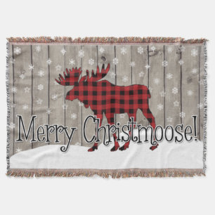 Rustic Merry Christmoose! Throw Blanket