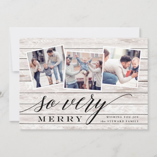 Rustic Merry | Holiday Photo Collage Card (Front)