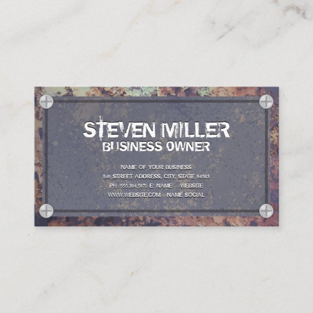 Rustic Metal Border | Grungy Background Business Card (Front)