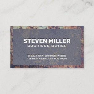 Rustic Metal Border   Old Blue Texture Business Card